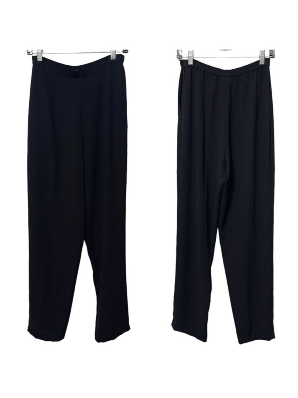 FRANK USHER Crepe Minimalist Black Pants 8